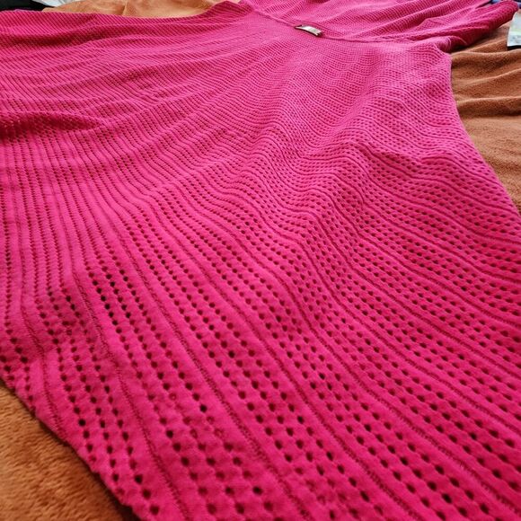 Jennifer Lopez Sleeveless Fit & Flare Textured Fuchsia Dress Size 12 Lined   B5 - Picture 2 of 13